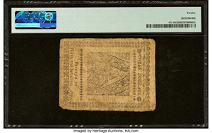 image for: Continental Currency May 20, 1777 $3 PMG Fine 12....