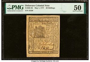 image for: Delaware May 1, 1777 20s PMG About Uncirculated 50....