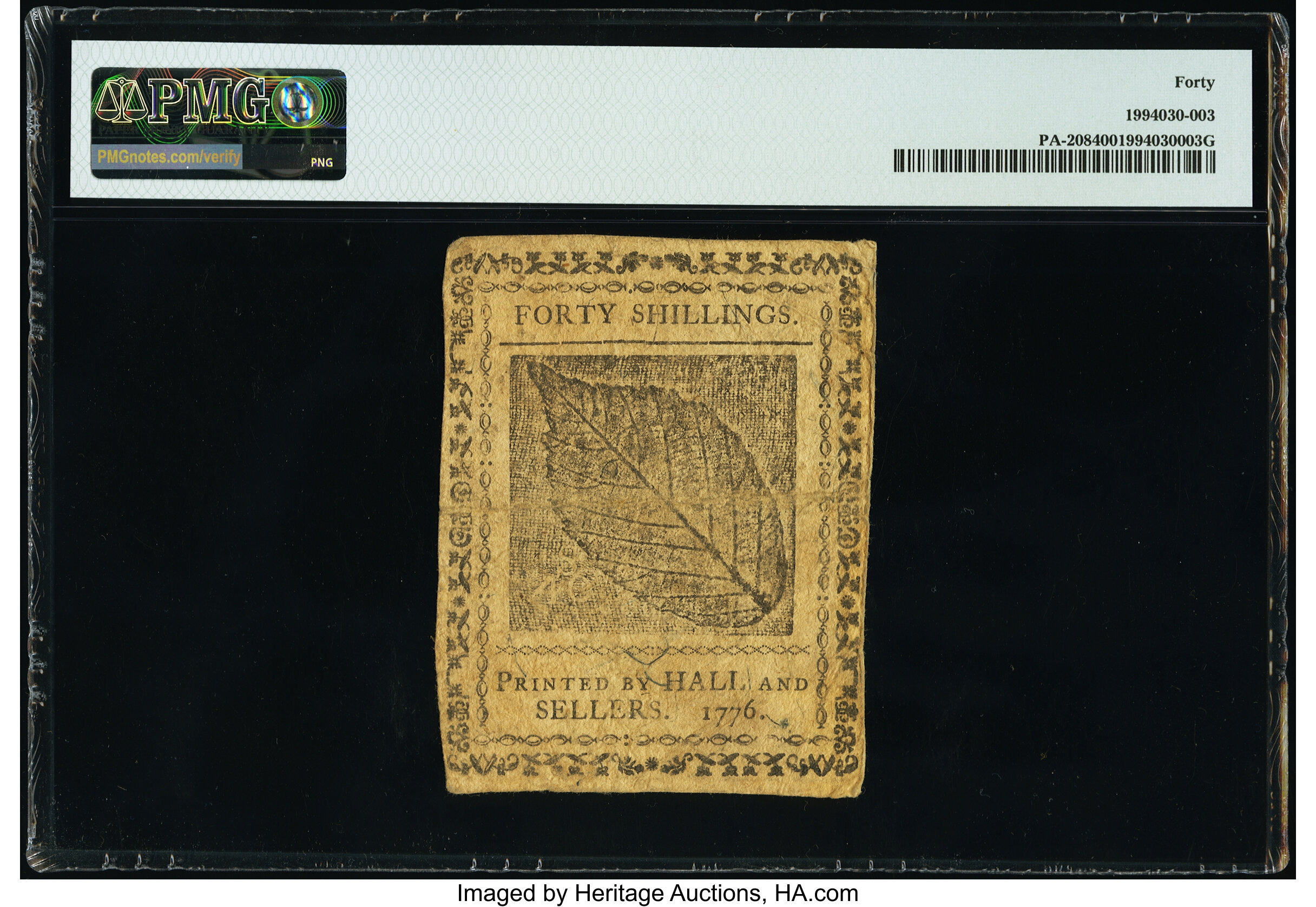 image for: Pennsylvania April 25, 1776 40s PMG Extremely Fine 40....