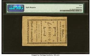 image for: South Carolina December 23, 1777 (pen corrected to 1776) $4 PMG Very Fine 30 Net....