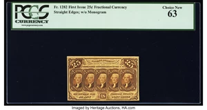 image for: Fr. 1282 25¢ First Issue PCGS Choice New 63....