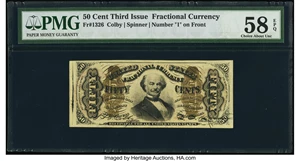 image for: Fr. 1326 50¢ Third Issue Spinner PMG Choice About Unc 58 EPQ....