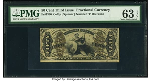 image for: Fr. 1360 50¢ Third Issue Justice PMG Choice Uncirculated 63 EPQ....