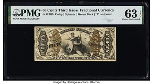 image for: Fr. 1360 50¢ Third Issue Justice PMG Choice Uncirculated 63 EPQ....