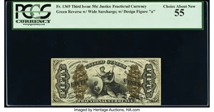 image for: Fr. 1369 50¢ Third Issue Justice PCGS Choice About New 55....