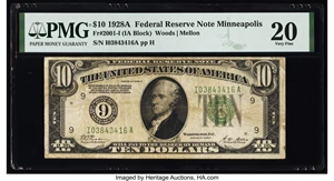 image for: Fr. 2001-I $10 1928A Federal Reserve Note. PMG Very Fine 20....