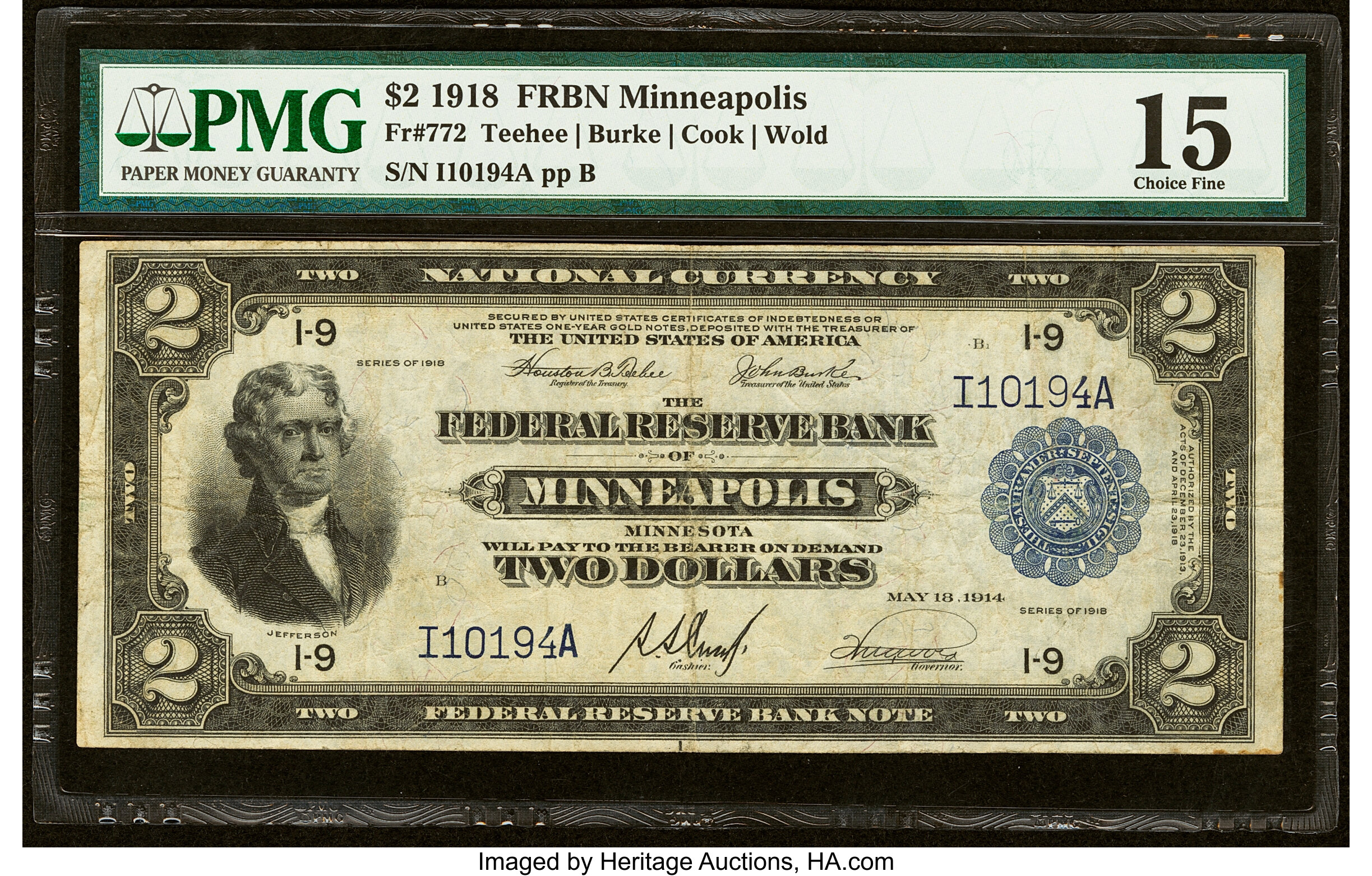 image for: Fr. 772 $2 1918 Federal Reserve Bank Note PMG Choice Fine 15....