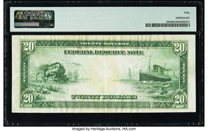 image for: Fr. 988 $20 1914 Federal Reserve Note PMG About Uncirculated 50....