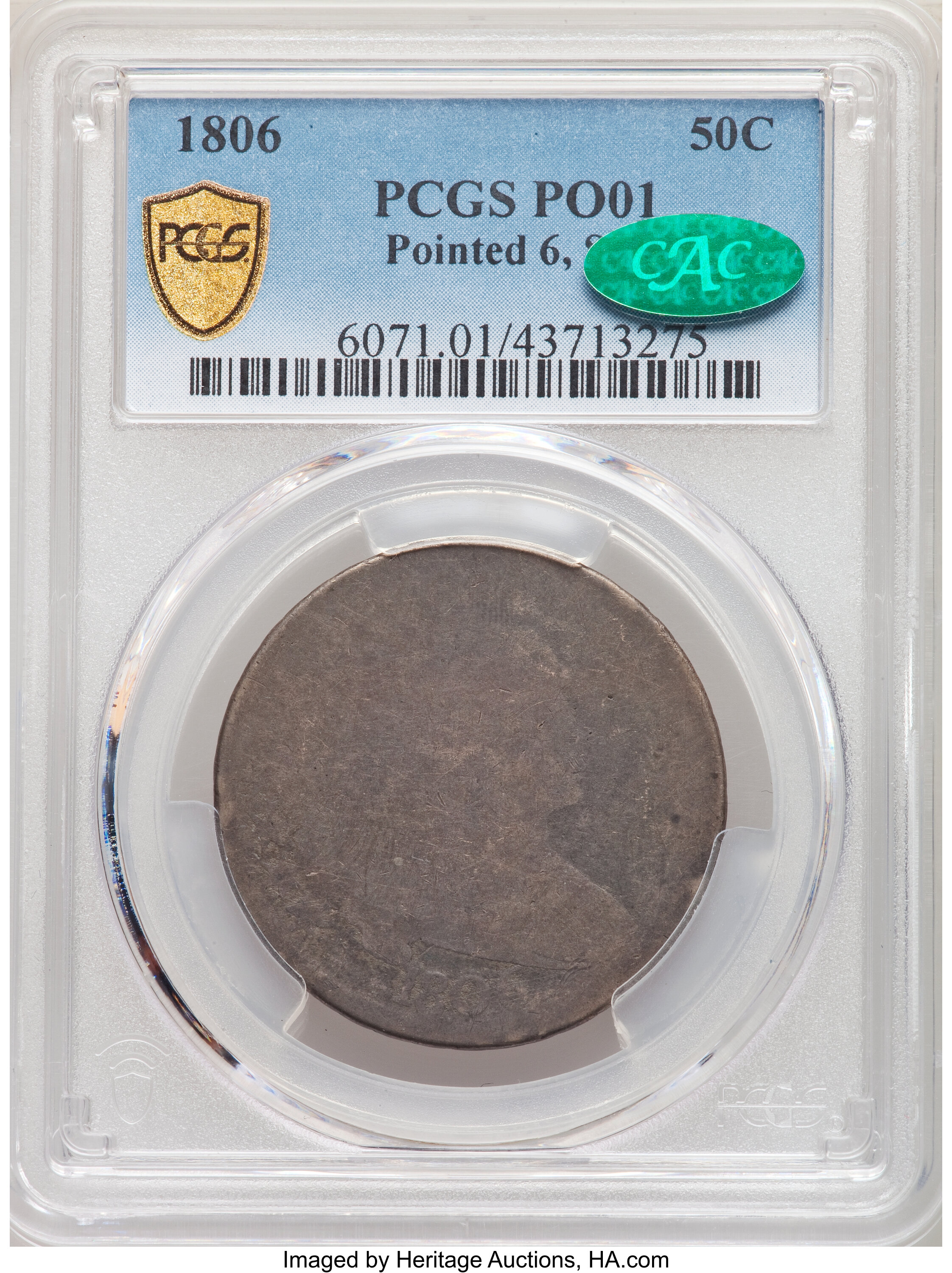 1806 50c Pointed 6, Stem G4 CAC thumbnail 7