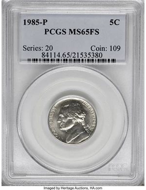 image for: 1985-P 5C MS65 Full Steps PCGS. PCGS Population (64/26). NGC Census: (10/18). (#84114)...