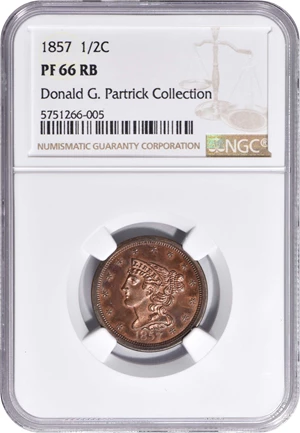 image for: 1857 Braided Hair Half Cent. B-2. Rarity-4. Proof-66 RB (NGC).