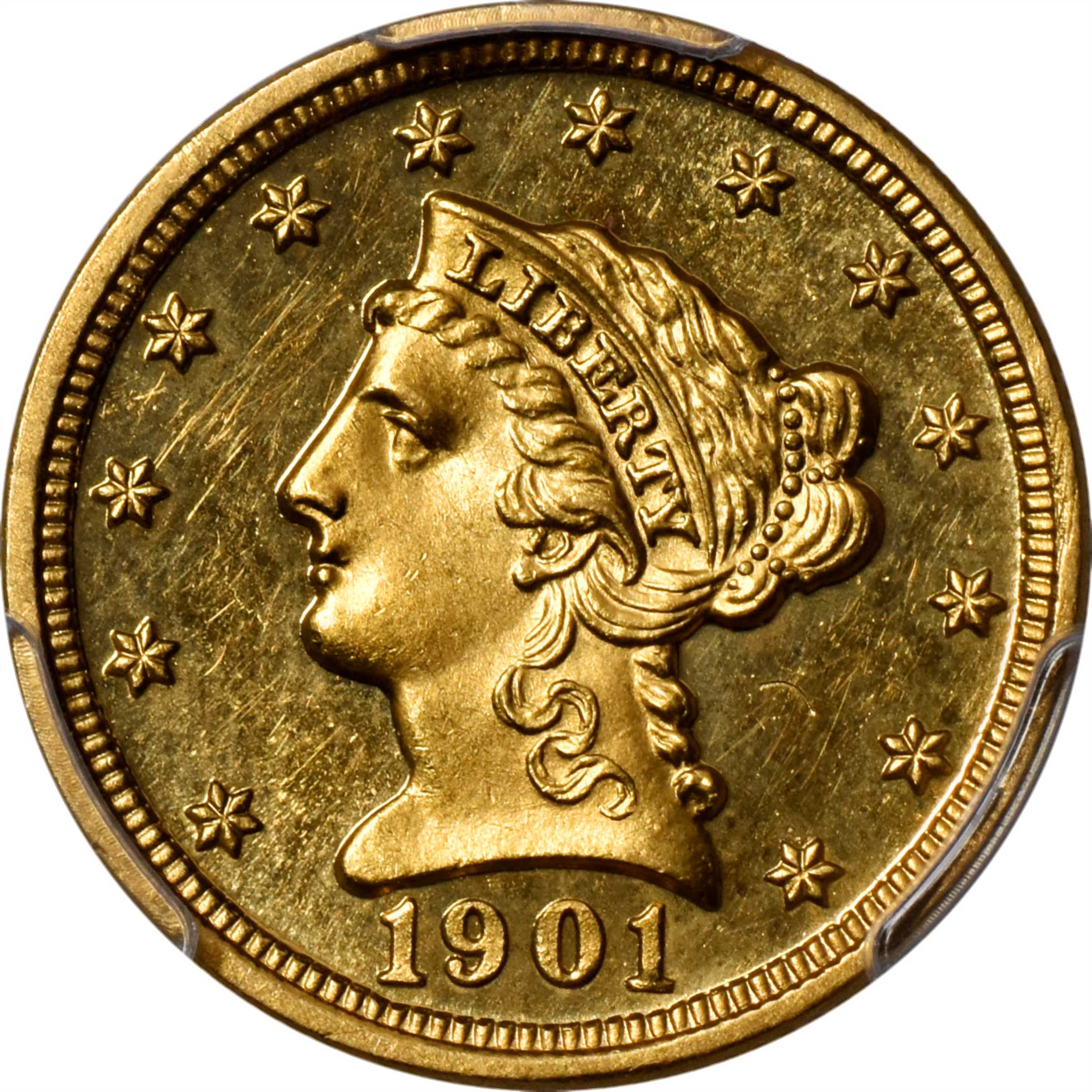 image for: 1901 Liberty Head Quarter Eagle. JD-1, the only known dies. Rarity-4-. Proof-64 Cameo (PCGS).