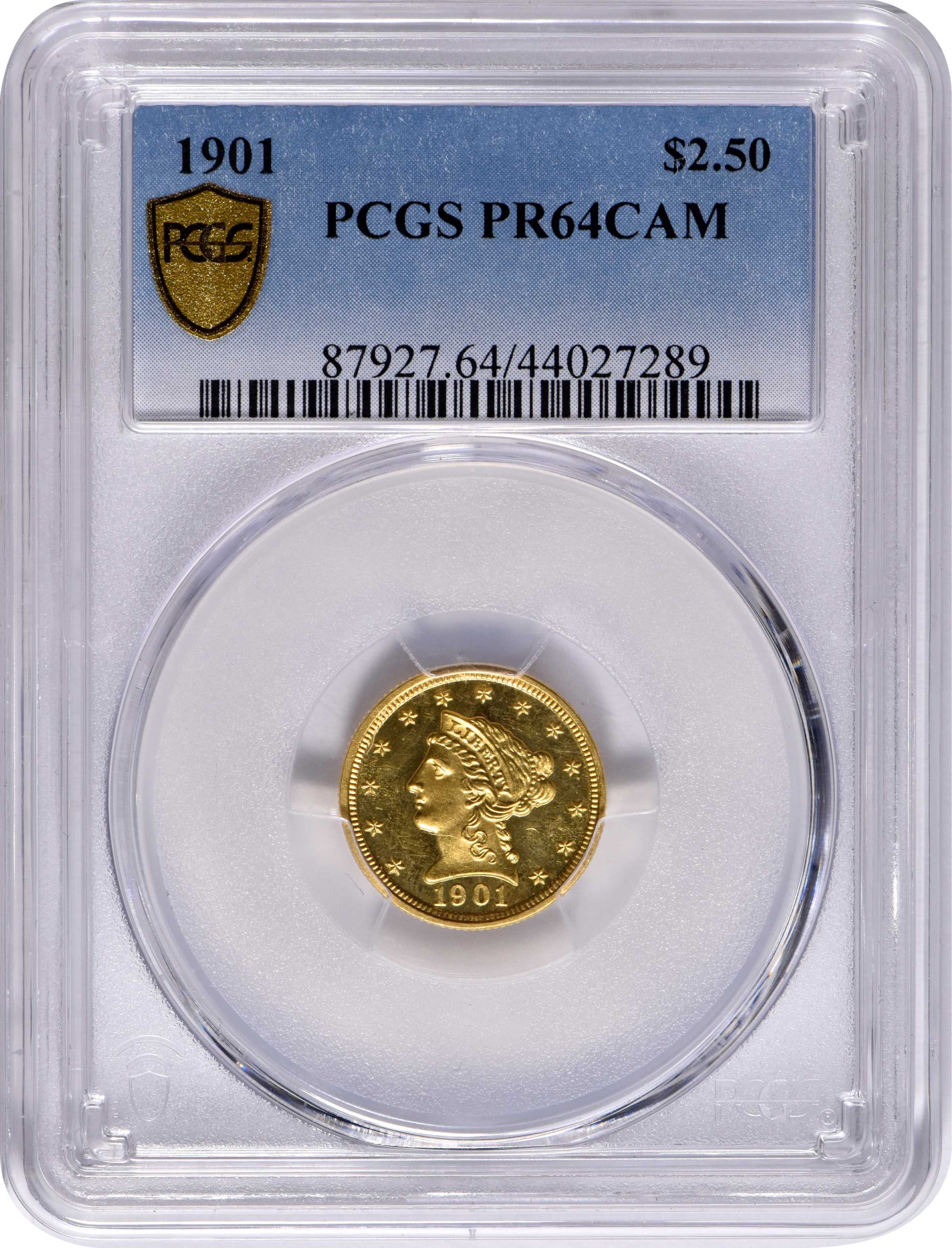 image for: 1901 Liberty Head Quarter Eagle. JD-1, the only known dies. Rarity-4-. Proof-64 Cameo (PCGS).