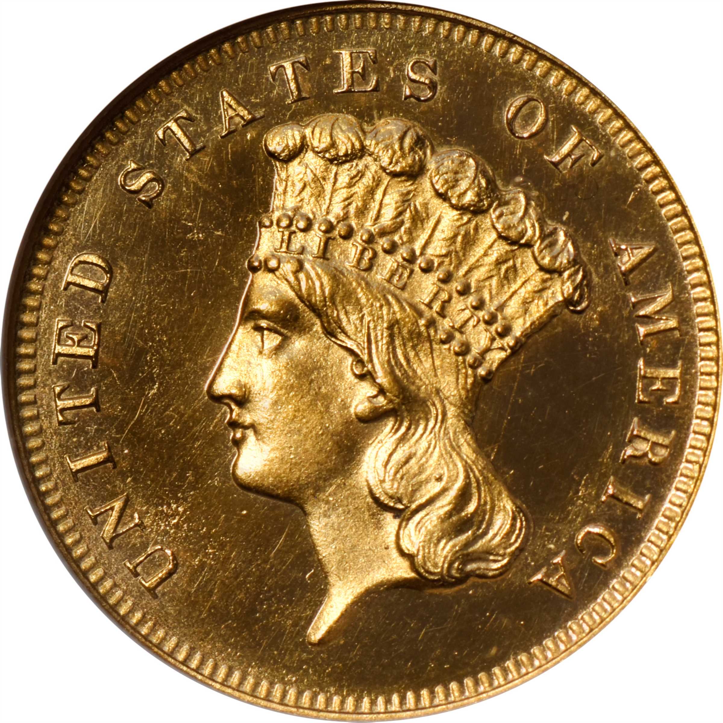image for: 1880 Three-Dollar Gold Piece. JD-1, the only known dies. Rarity-6-. Proof-64 Cameo (ANACS). OH.