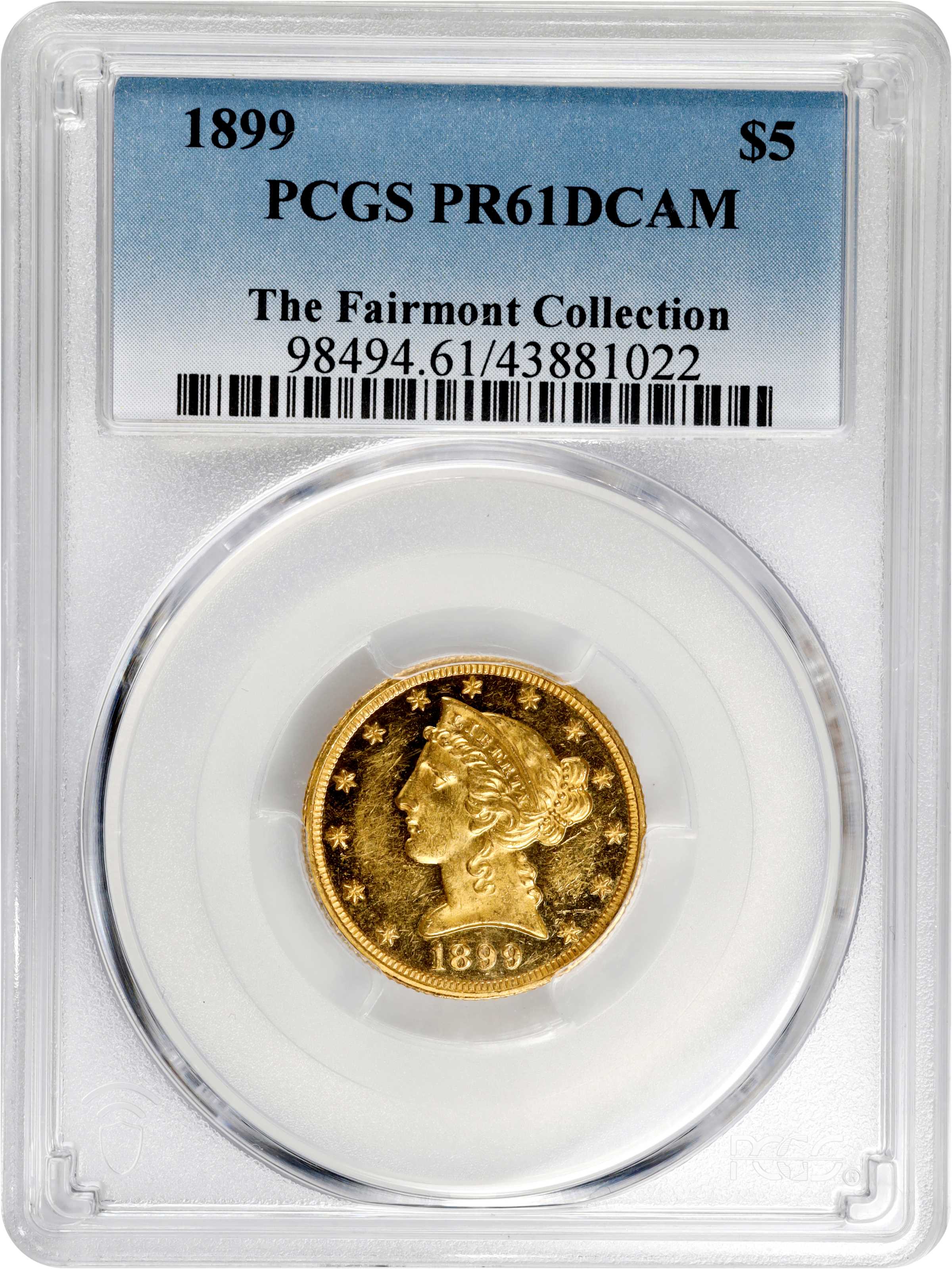 image for: 1899 Liberty Head Half Eagle. JD-1, the only known dies. Rarity-5-. Proof-61 Deep Cameo (PCGS).