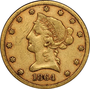 image for: 1864-S Liberty Head Eagle. Fine-15 (PCGS). CAC.