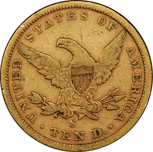 image for: 1864-S Liberty Head Eagle. Fine-15 (PCGS). CAC.