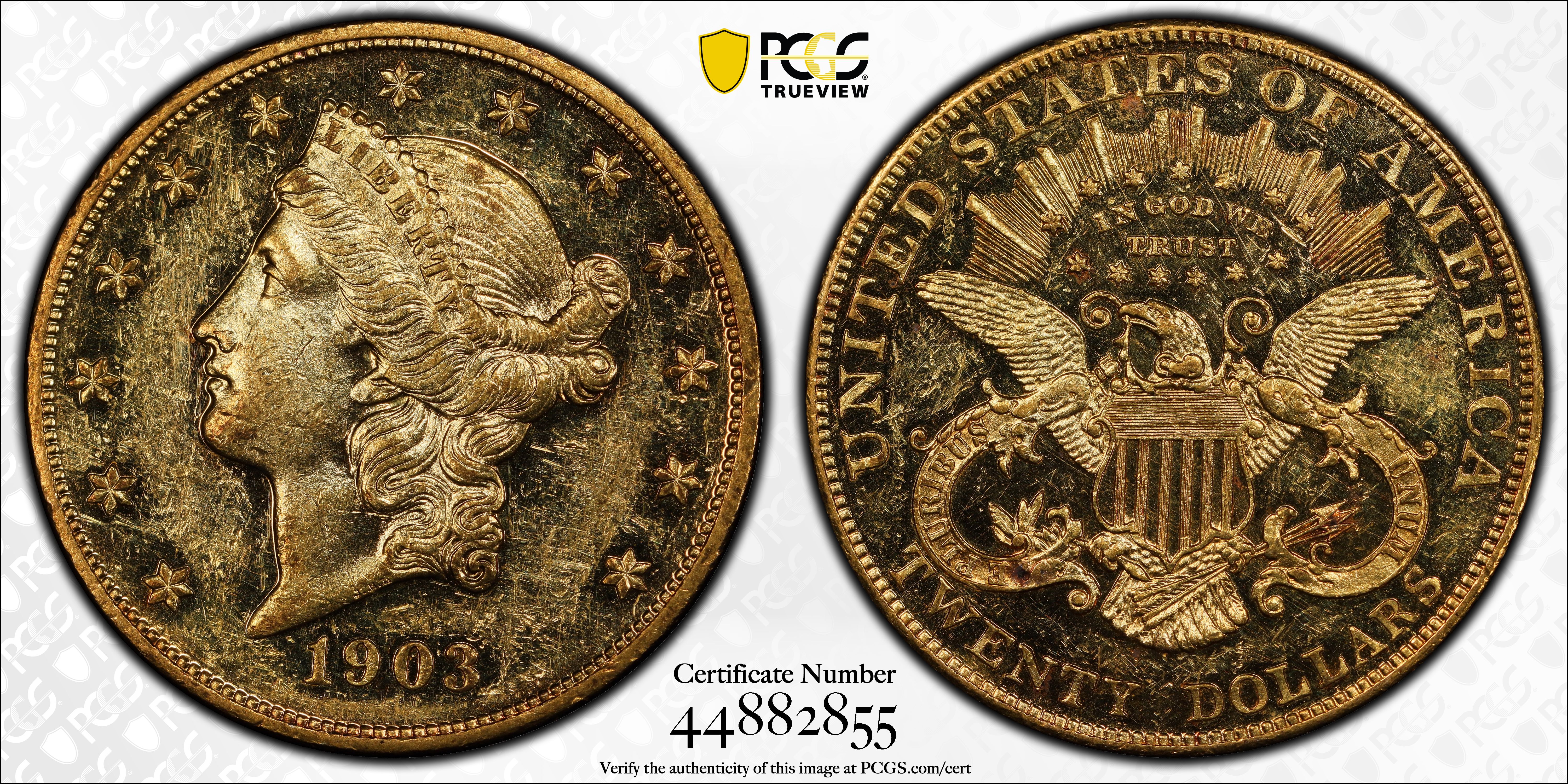 image for: 1903 Liberty Head Double Eagle. JD-1, the only known dies. Rarity-4. Proof-58 (PCGS). CAC.