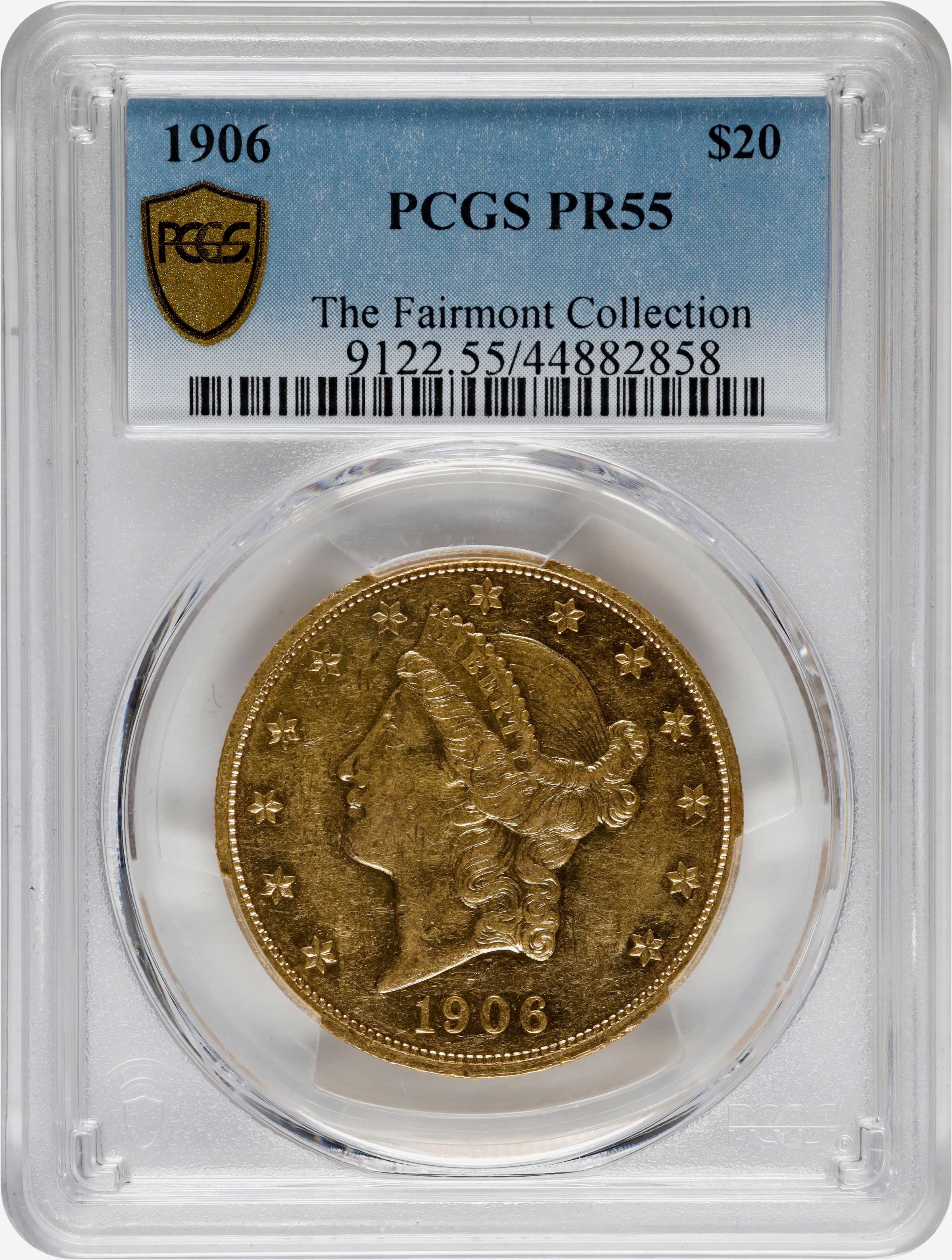 image for: 1906 Liberty Head Double Eagle. JD-1, the only known dies. Rarity-4+. Proof-55 (PCGS).