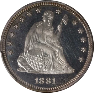 image for: 1881 Liberty Seated Quarter. Proof-65 Deep Cameo (PCGS).