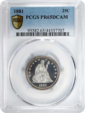 image for: 1881 Liberty Seated Quarter. Proof-65 Deep Cameo (PCGS).