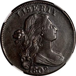 image for: 1802 Draped Bust Cent. S-230. Rarity-1. AU-53 BN (NGC).