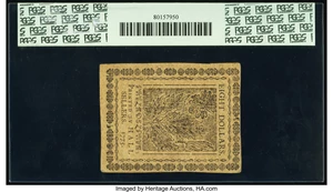 image for: Continental Currency May 10, 1775 $8 PCGS Choice About New 55PPQ....