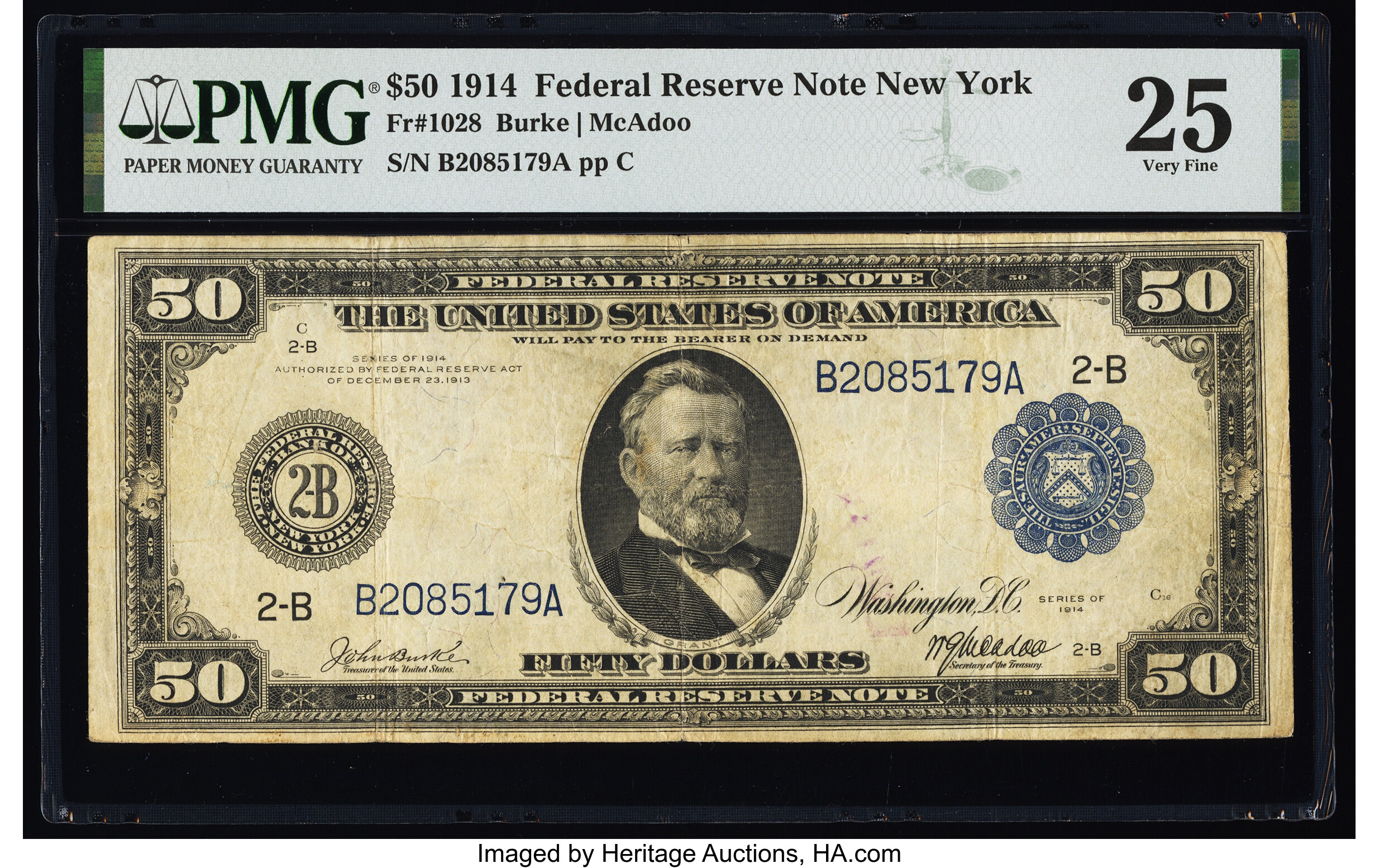 image for: Fr. 1028 $50 1914 Federal Reserve Note PMG Very Fine 25....