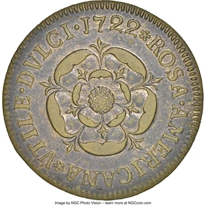 image for: 1722 Rosa Americana Penny, VTILE XF40 NGC. M. 2.1-A.1, W-1256, R.5. Ex: Long Island Collection....