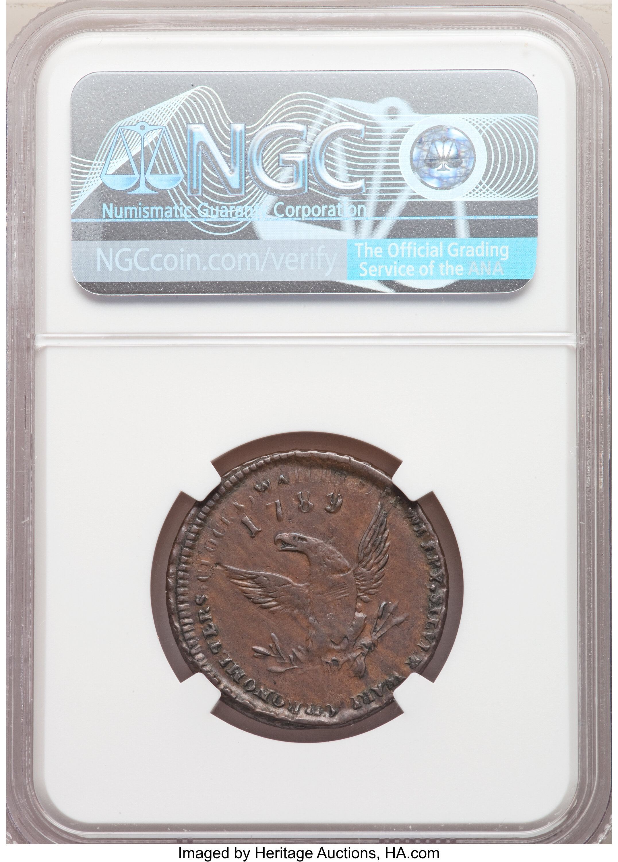 image for: 1789 Mott Token, Thin Planchet, Engrailed Edge, XF40 NGC. Breen-1025, Rulau-E-NY-612. Ex: Long Island Collection....