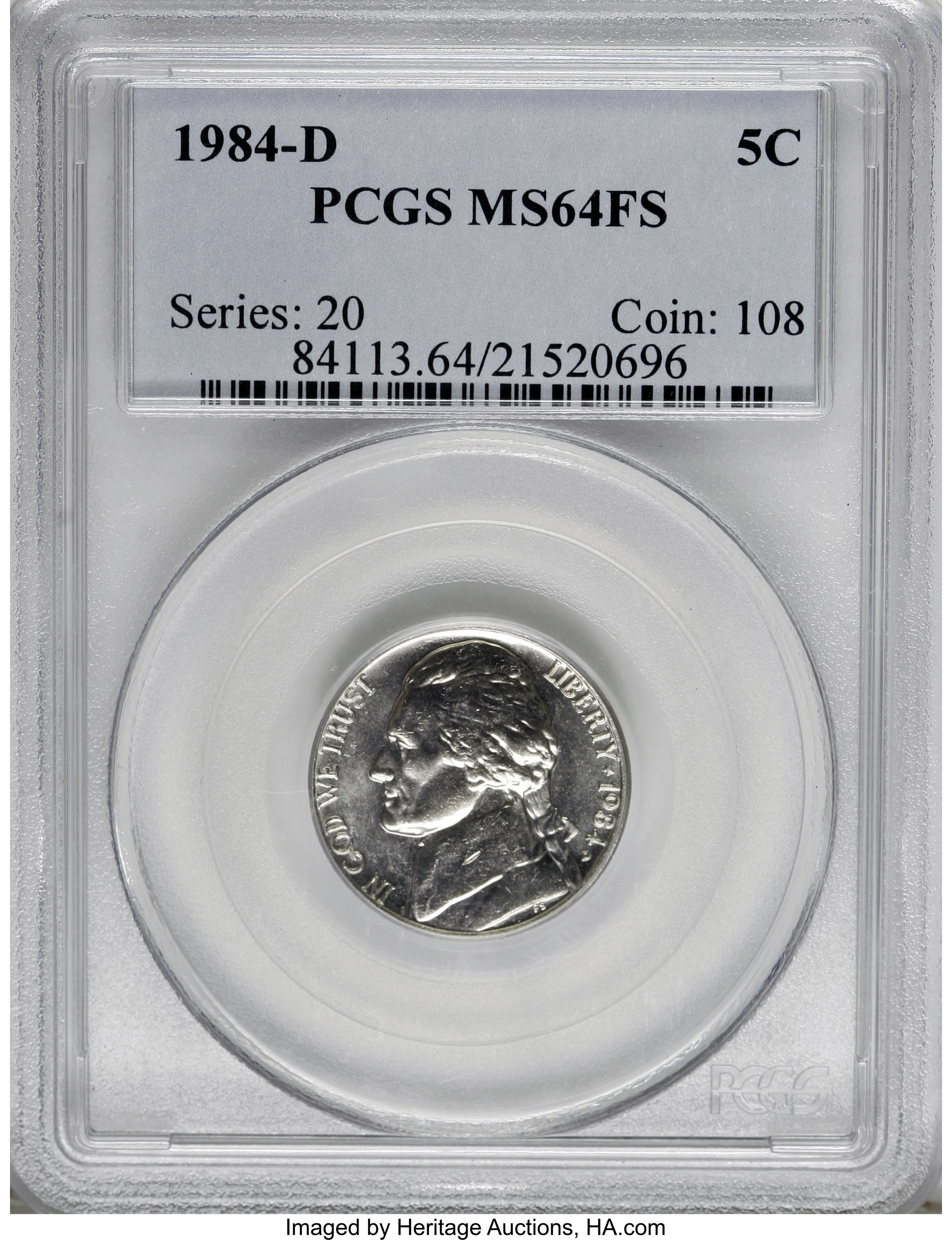 image for: 1984-D 5C MS64 Full Steps PCGS. PCGS Population (65/95). NGC Census: (1/25).   (#84113)...