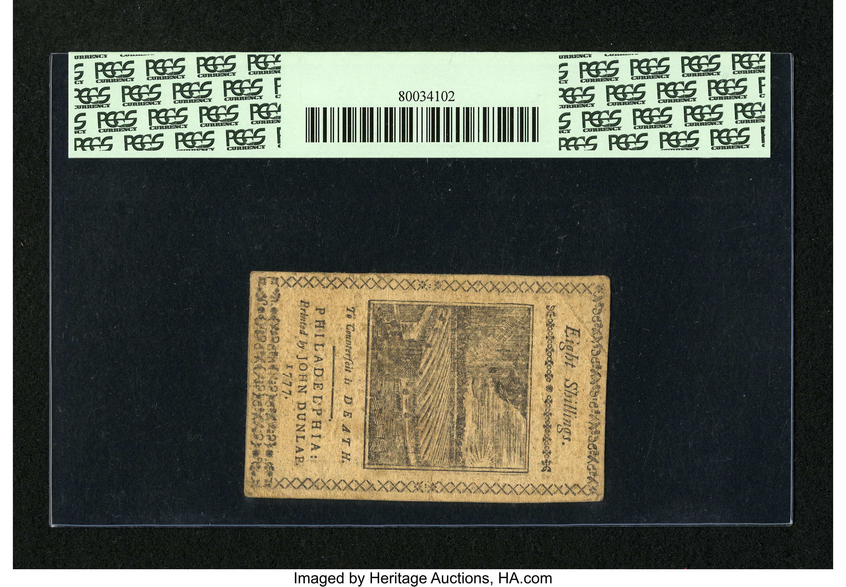 image for: Pennsylvania April 10, 1777 8s PCGS Very Fine 35PPQ....