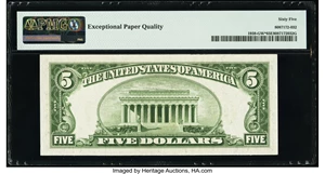 image for: Fr. 1959-G* $5 1934C Federal Reserve Star Note. PMG Gem Uncirculated 65 EPQ....