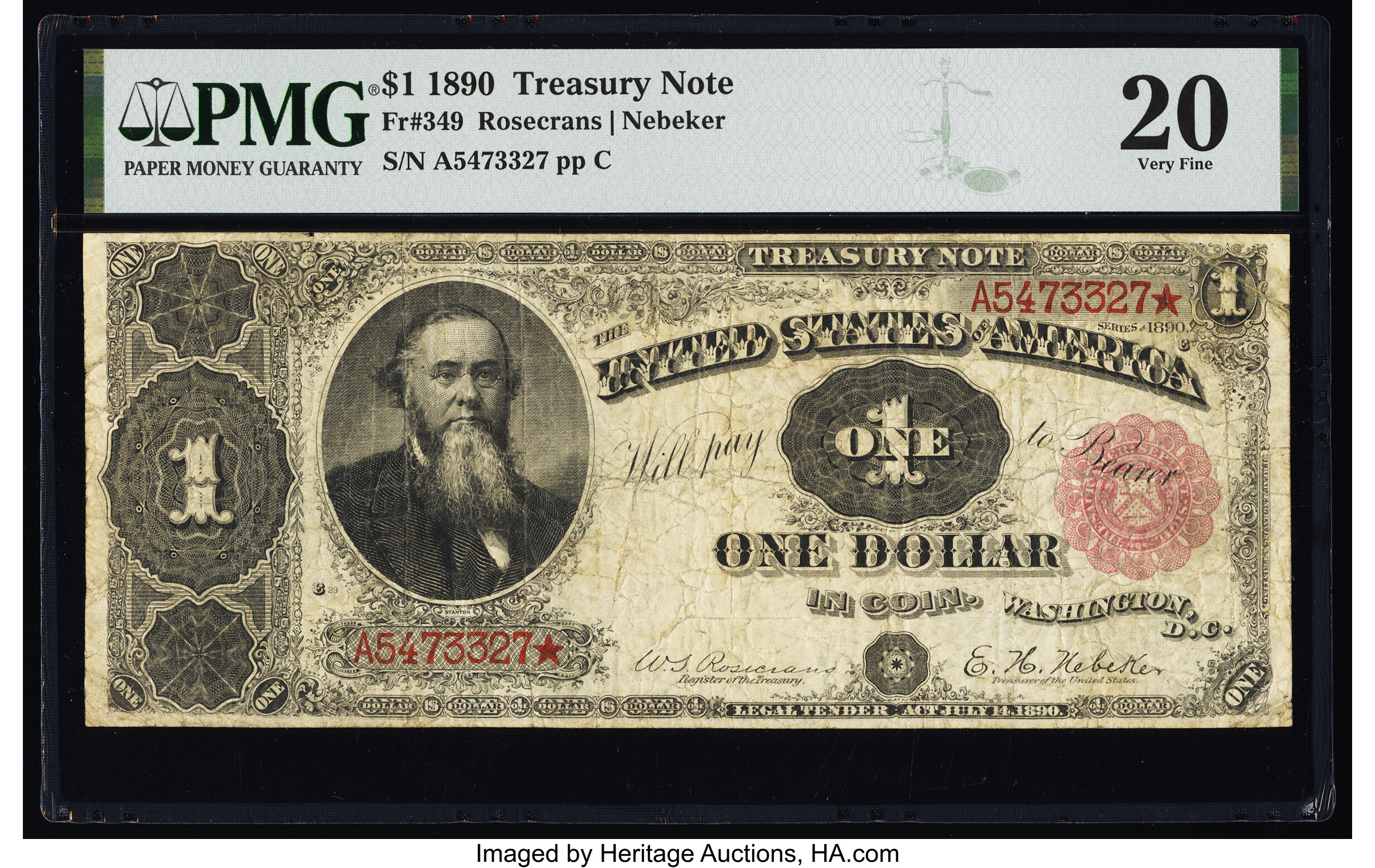 image for: Fr. 349 $1 1890 Treasury Note PMG Very Fine 20....