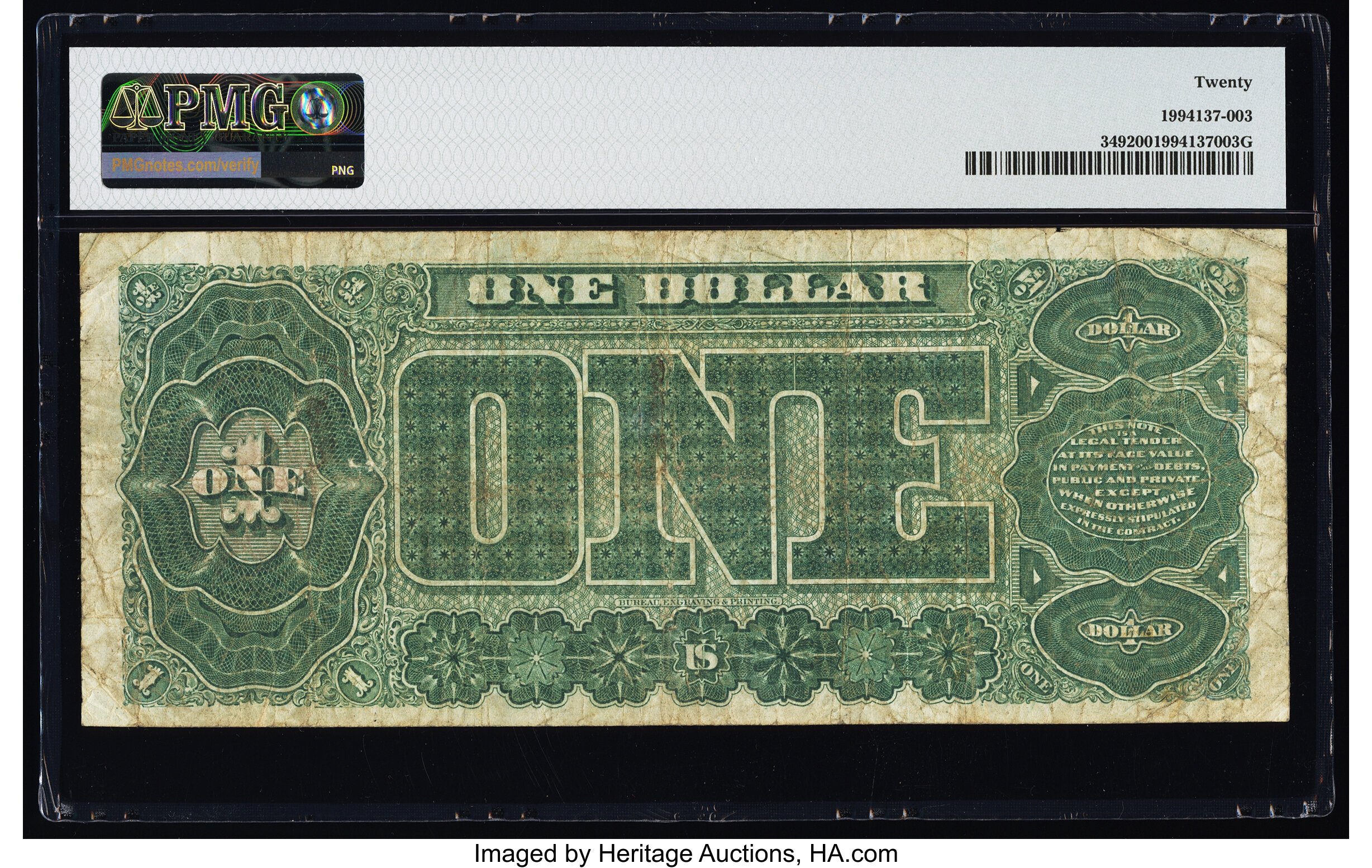 image for: Fr. 349 $1 1890 Treasury Note PMG Very Fine 20....