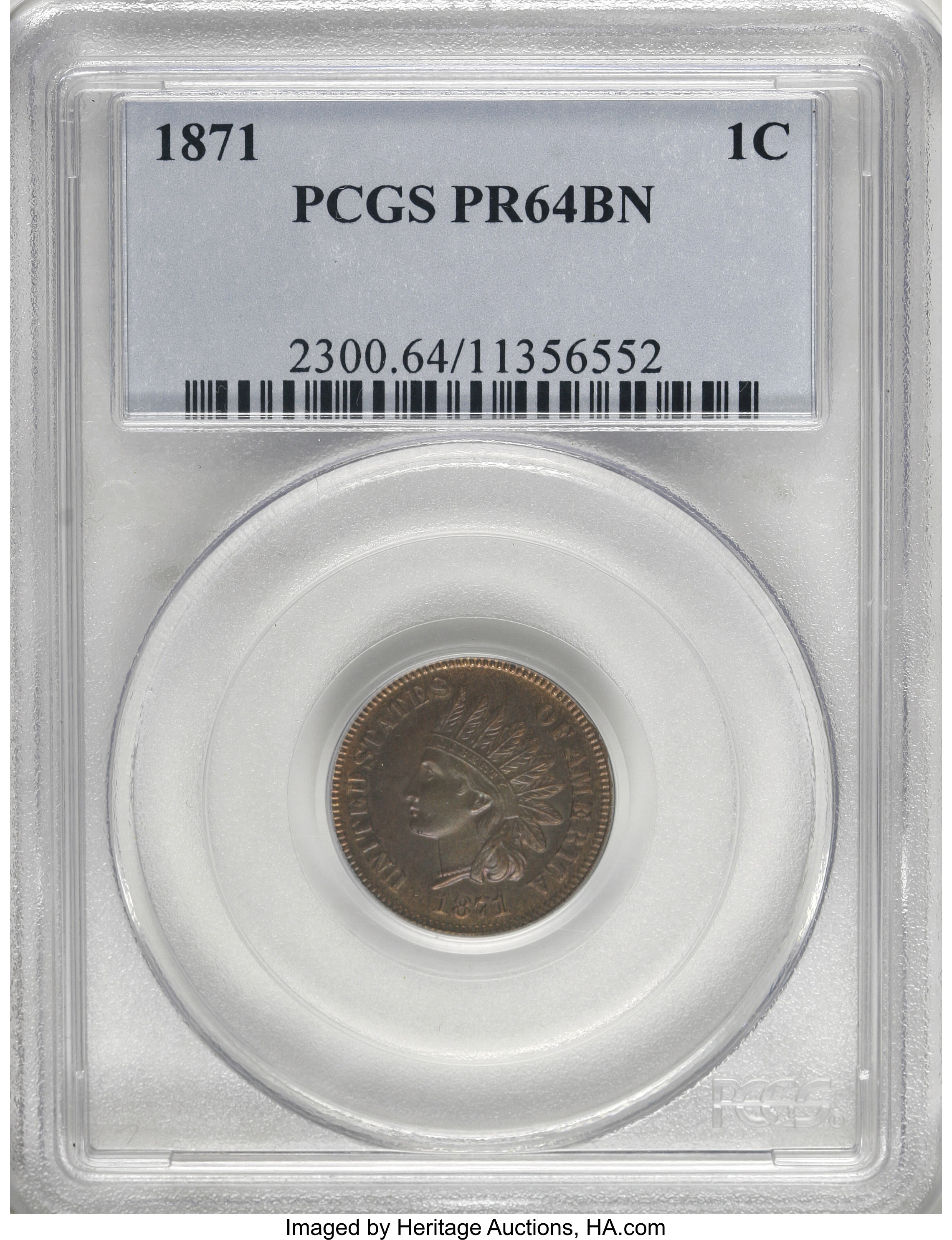 image for: 1871 1C PR64 Brown PCGS....