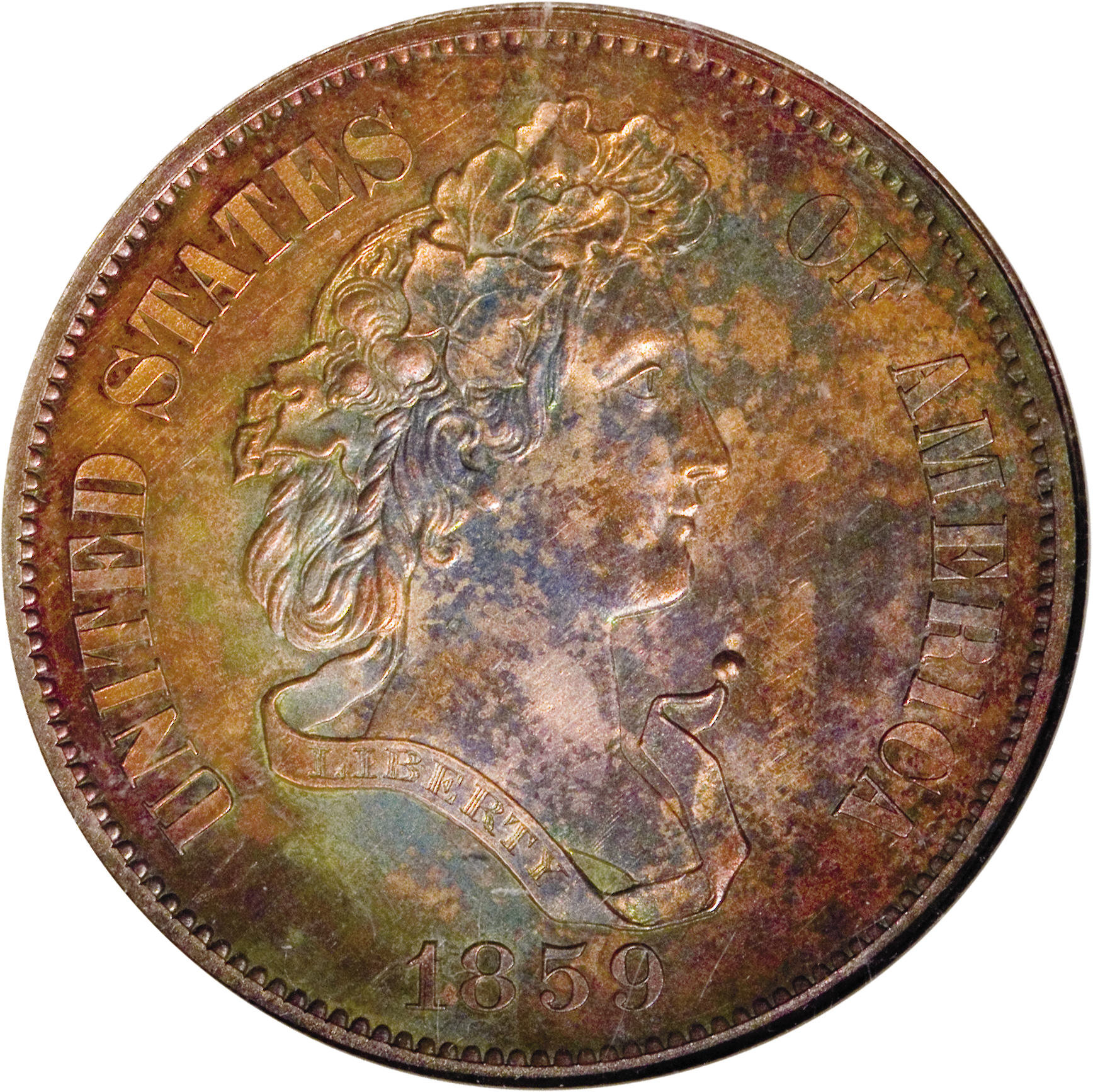 image for: 1859 P50C Half Dollar, Judd-238, Pollock-294, R.5, PR60 Red and Brown ANACS....