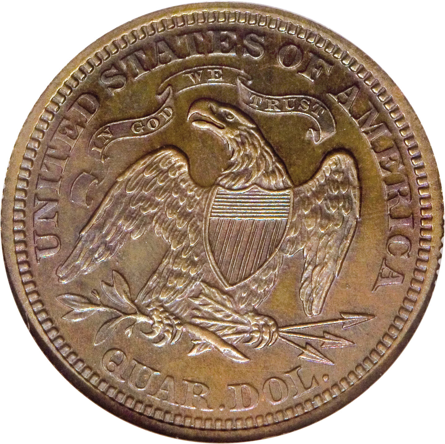 image for: 1870 25C Quarter Dollar, Judd-884, Pollock-982, High R.6, PR66 Red and Brown NGC....