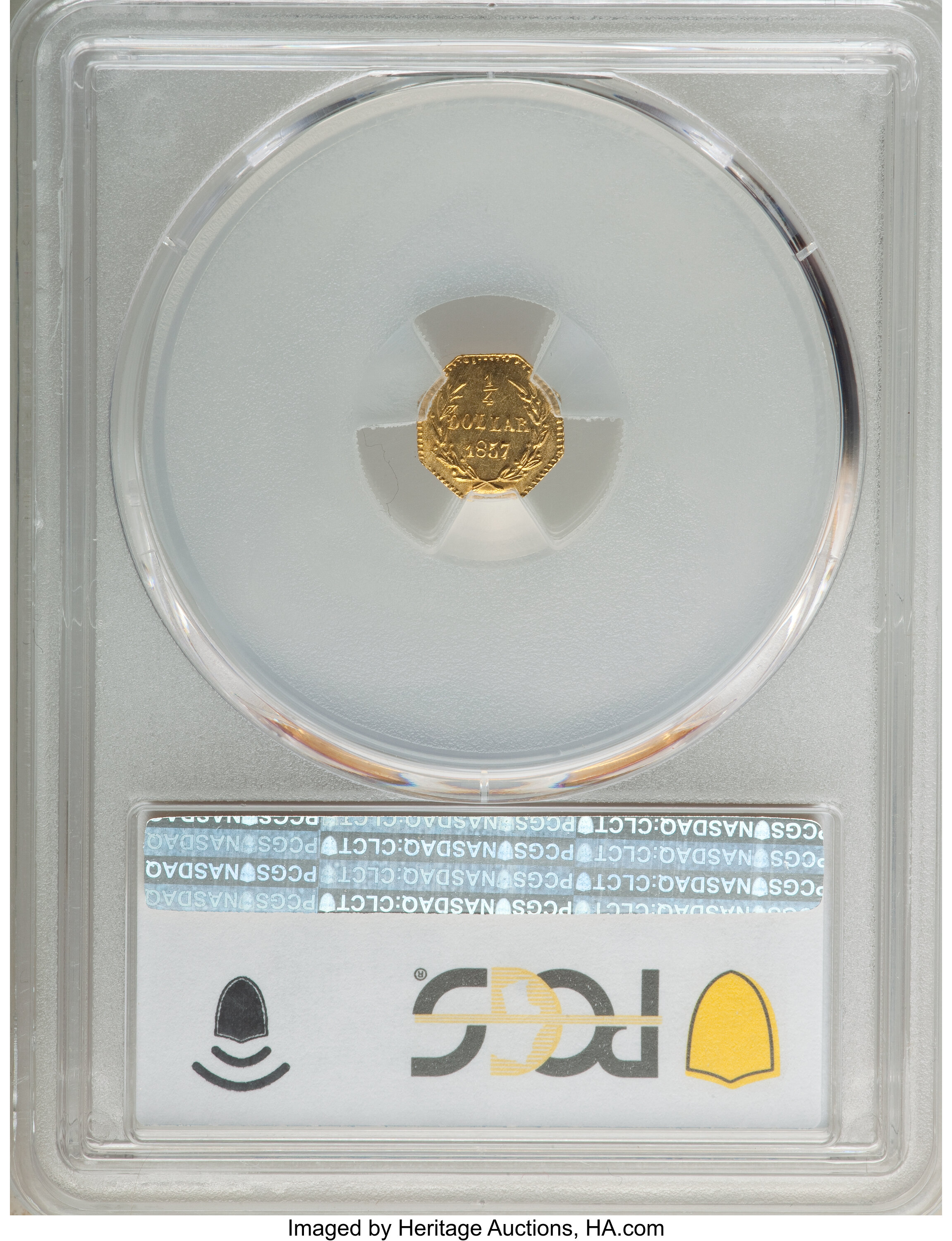 image for: 1857 25C BG-1301A - Restrike MS64 PCGS. PCGS Population: (16/14 and 0/1+). NGC Census: (0/0 and 0/0+). CDN: $130 Whsle. Bid...