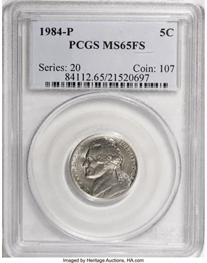 image for: 1984-P 5C MS65 Full Steps PCGS. PCGS Population (71/54). NGC Census: (13/29). (#84112)...