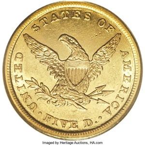 image for: 1842 $5 Small Letters AU53 PCGS....