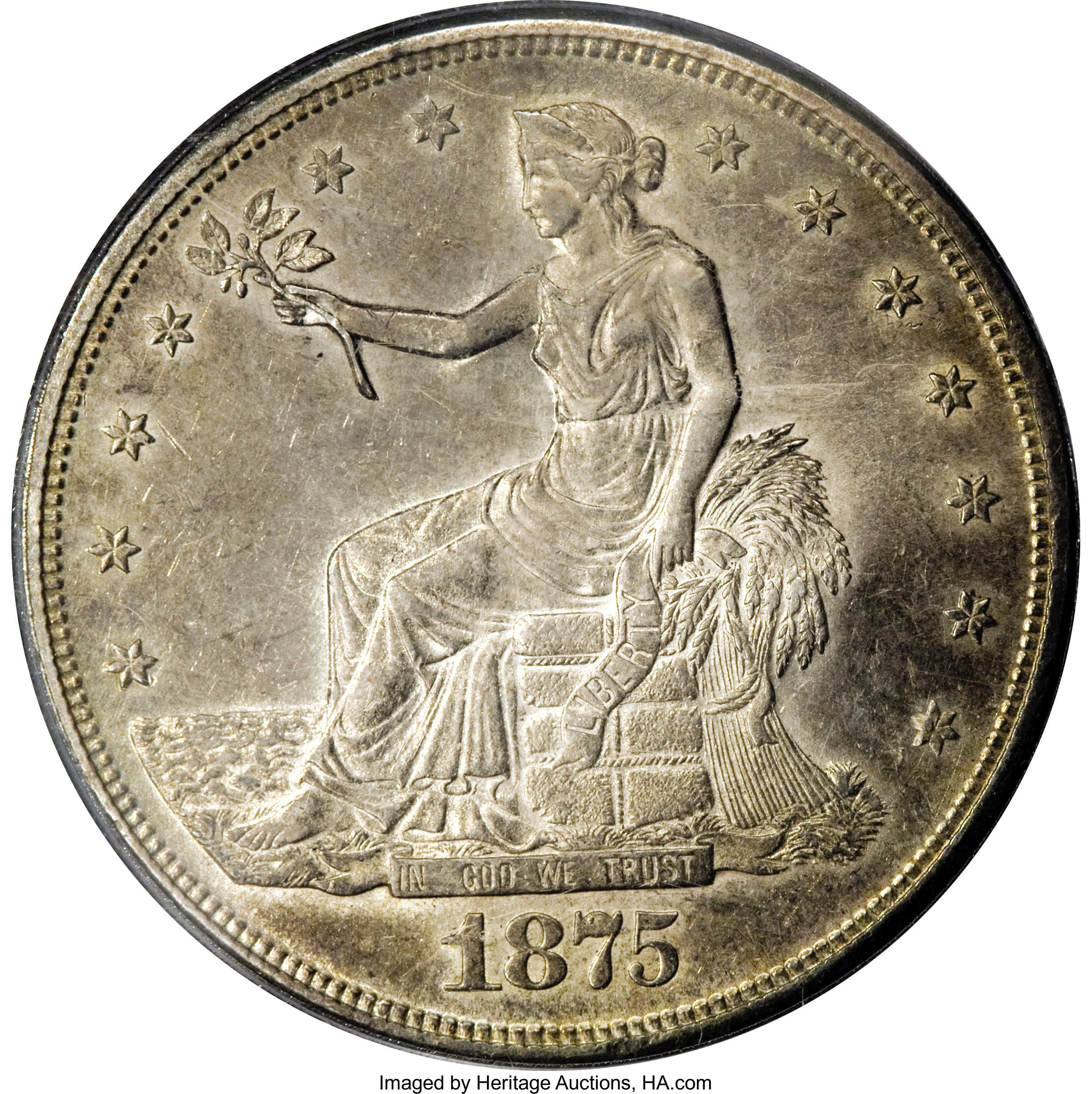 image for: 1875-S/CC T$1 Chop Mark AU55 PCGS....