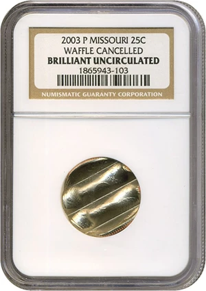 image for: 2003-P 25c Missouri NGC Brilliant Uncirculated -- Waffle Cancelled