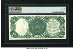 image for: Fr. 89 $5 1907 Legal Tender PMG Very Fine 30....