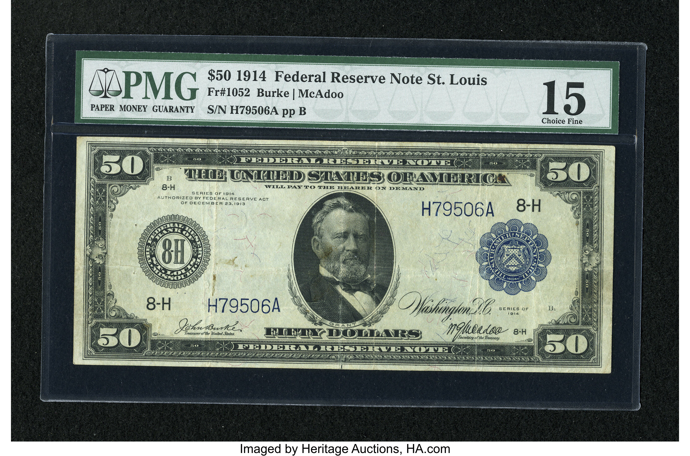 image for: Fr. 1052 $50 1914 Federal Reserve Note PMG Choice Fine 15....
