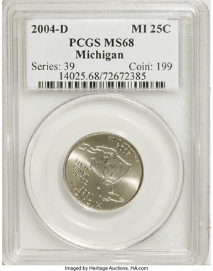 image for: 2004-D 25C Michigan MS68 PCGS. ... (Total: 2 Coins Item)