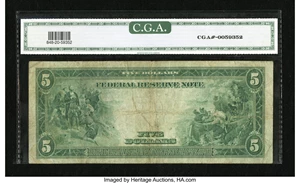 image for: Fr. 848 $5 1914 Federal Reserve Note CGA Very Fine 20....