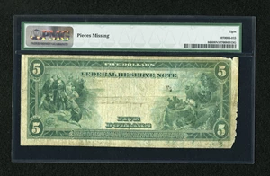 image for: Fr. 865 $5 1914 Federal Reserve Note PMG Very Good 8 Net....
