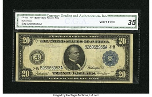 image for: Fr. 969 $20 1914 Federal Reserve Note CGA Very Fine 35....