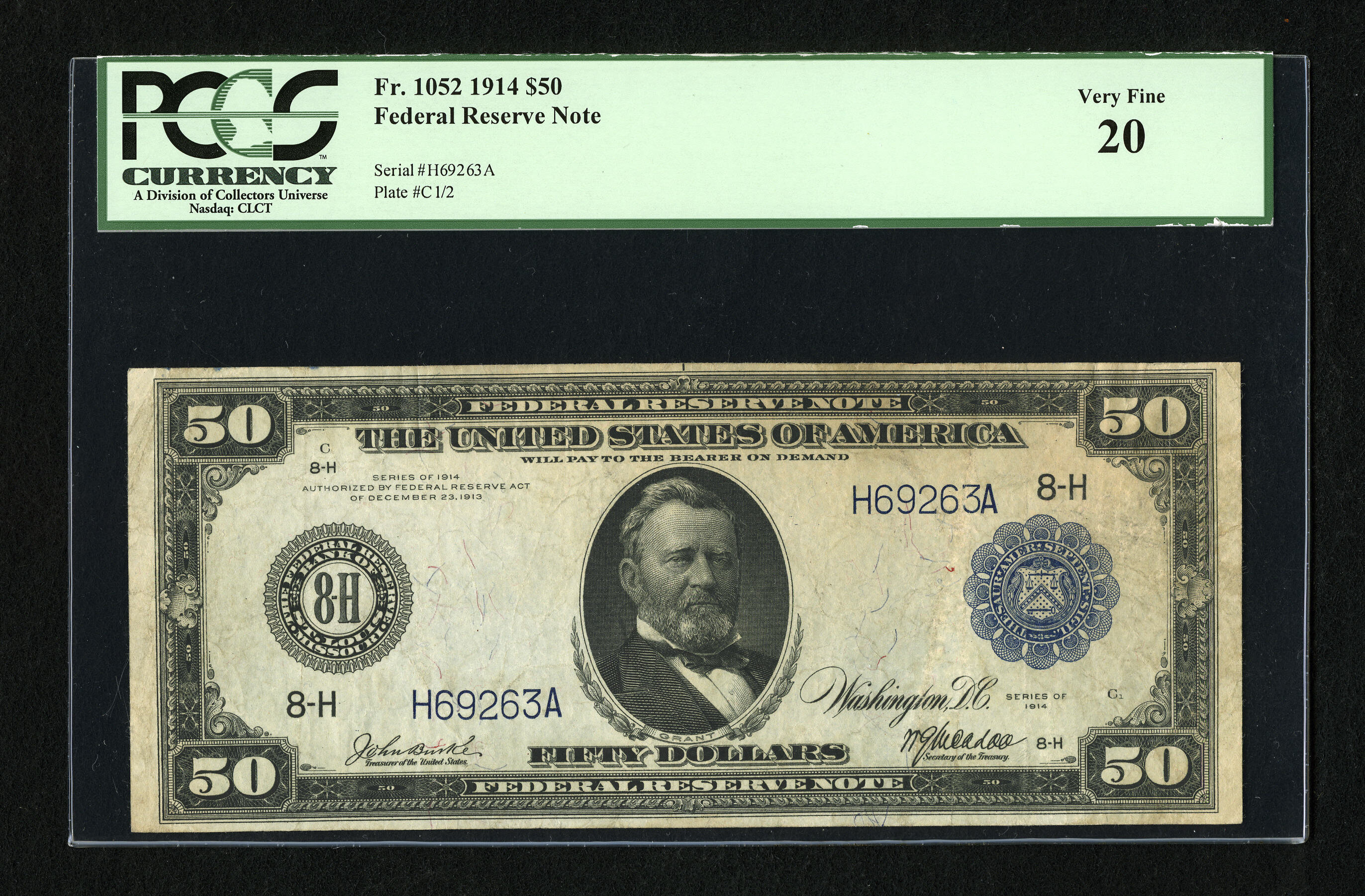 image for: Fr. 1052 $50 1914 Federal Reserve Note PCGS Very Fine 20....